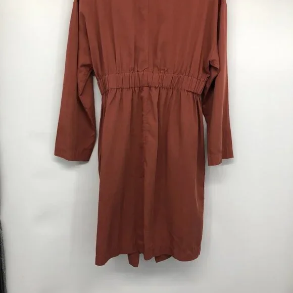 Astr The Label Lightweight  Trench Coat Rust Red Tencel cardigan jacket/duster M - Picture 10 of 16
